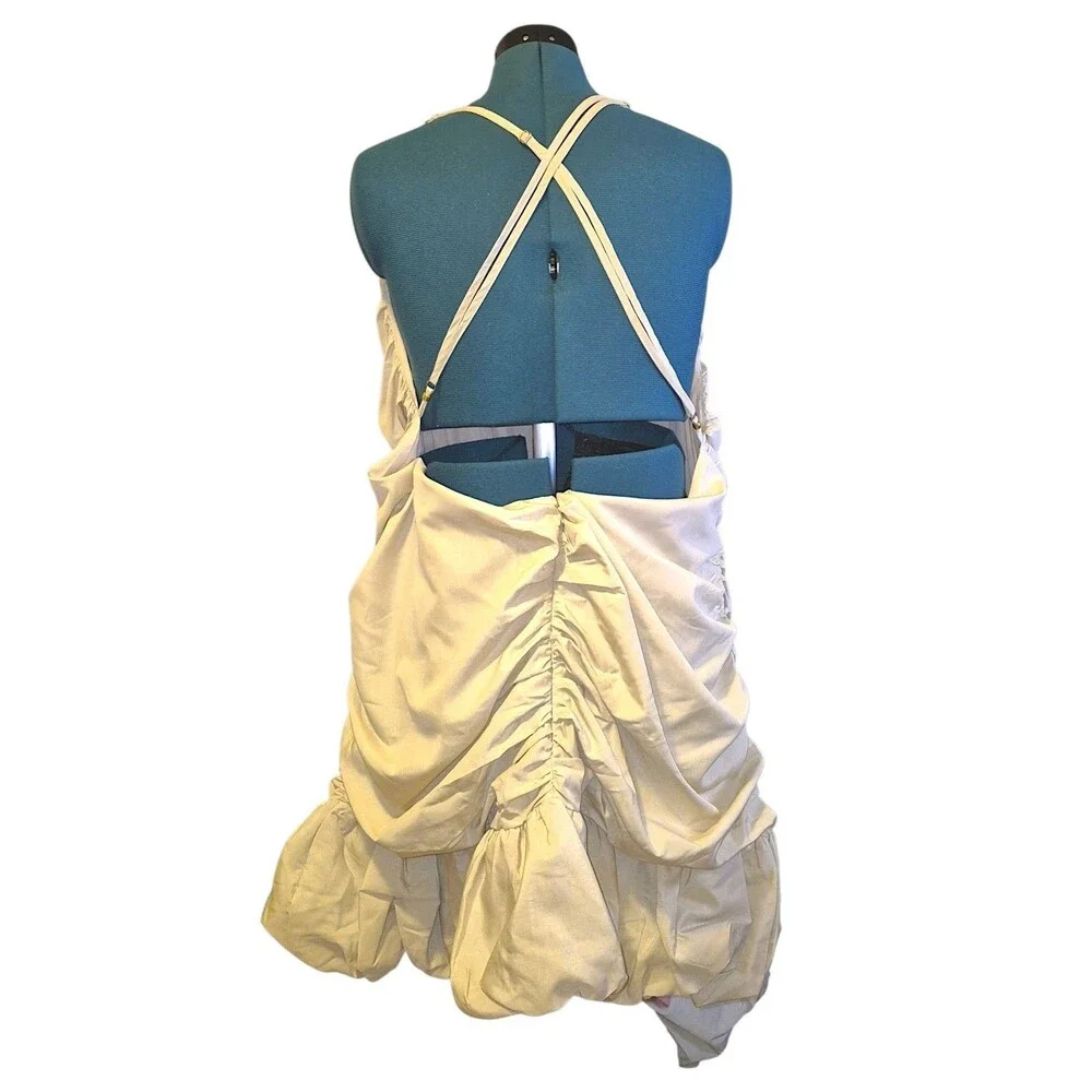 PLT LABEL Matte Satin Strappy Shoulder Bodycon Bubble Hem Dress Size 26 NWT - Picture 8 of 8